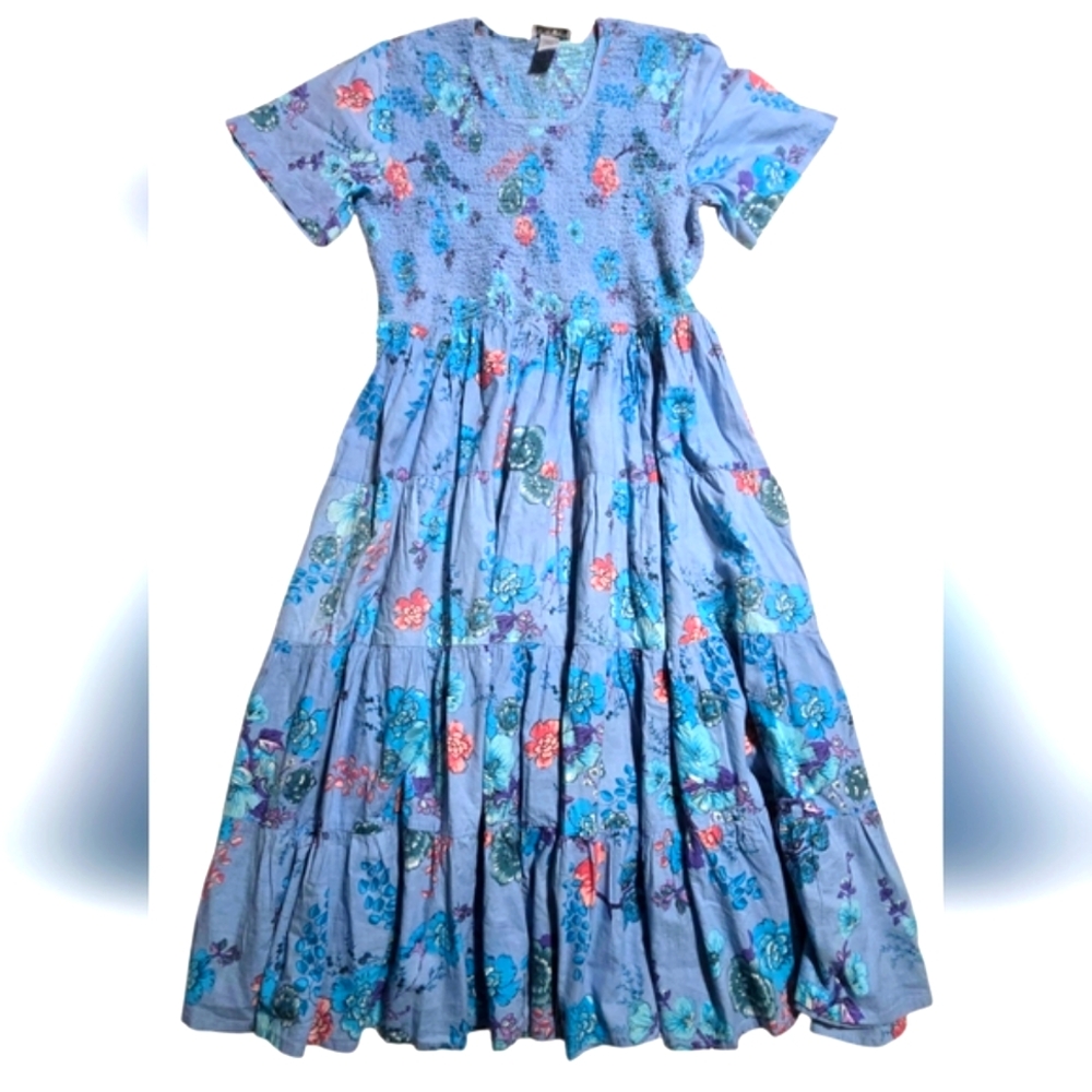 Serengeti Pink and Blue Flutter Sleeve Sundress